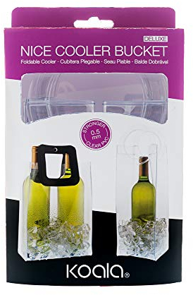 Koala Spain Seau à glace pliable Square, 2 bouteilles, poignée en similicuir