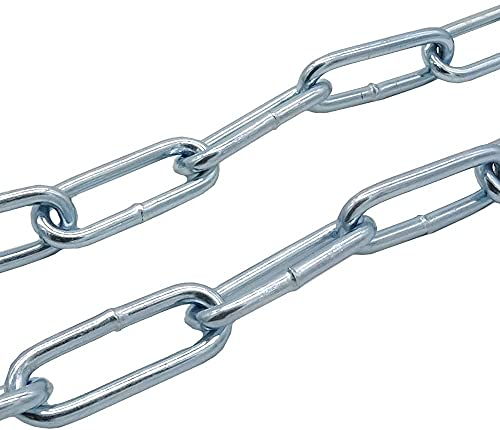 1,5m Eisenkette ø 5mm verschweißt Form-C Stahl verzinkt Rundstahl-Kette Ringkette DIN 5685-1 Belastbarkeit 40 kg