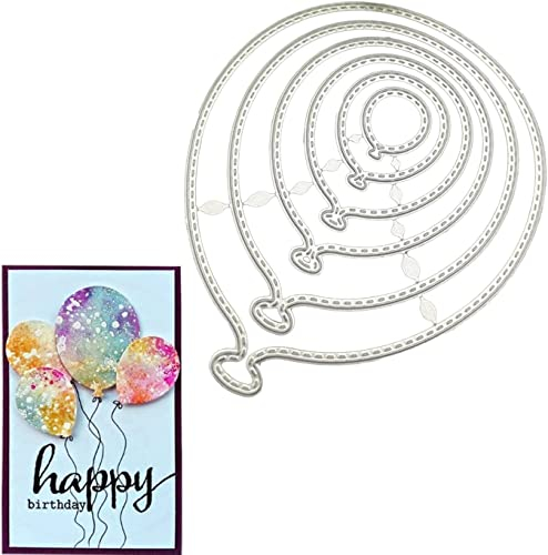6PCS/Lots Balloons Metal Cutting Dies, Balloons Metal Template Molds Decoration Embossing Stencils for DIY Scrapbooking Album Decorative Embossing Paper Dies Card Making+Cute Brooch Pin