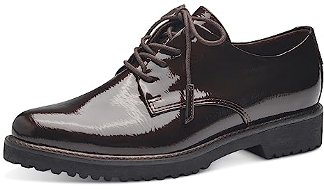 MARCO TOZZI Damen Schnürschuhe Elegant Lack, Braun (Mocca Patent), 39
