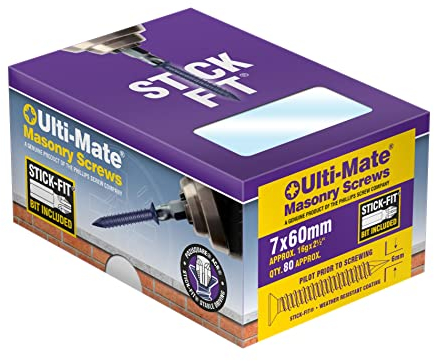 Ulti-Mate Tornillos para hormigón/mampostería - 7,0 x 60 mm (caja de 80)