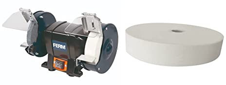 Touret à meuler 250W - 150mm & Pierre à aiguiser 150x40x12,7mm G80, Blanche - pour touret à meuler