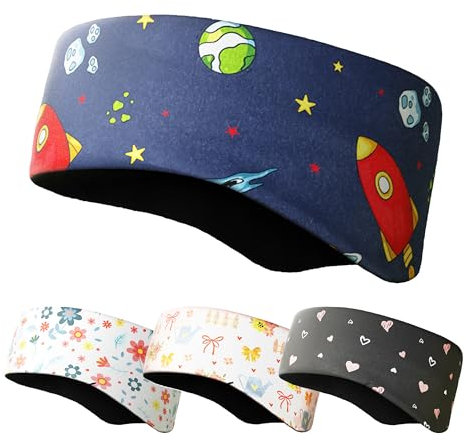 Fleece KINDER Stirnband, 6 Monate - 2 Jahre, Warm für eisige Temperaturen mit Ohrenschützer für Spielplatz und Freizeit (Blau_Universum)