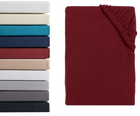Hometex Premium Textiles Mikroflausch Spannbettlaken | Spannbetttuch Teddyflausch 100% Mikrofaser | Oeko-TEX®Standard 100 - In vielen Größen und Farben | 140-160 x 200 cm Bordeaux