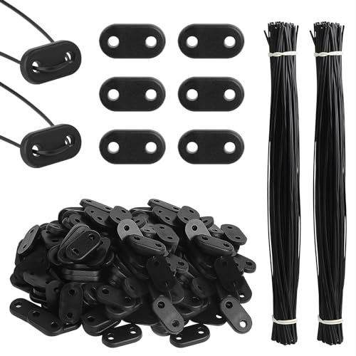 DBREAKS 210 Sets Kit de Fixation de Clôture Brise-Vue de Confidentialité en PVC Résistants à Intempéries, Clips de Montage en PVC, avec 210 Attaches de Câble, pour Pelouse Clôtures Jardin (Noir)