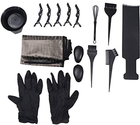 Mikinona 1satz Teiliges Haarfärbeset Mit Pinsel Schale Handschuh Ohrenschutz Umhang Und Rührbesen Professionelles Haarfärbe-kit Für Einfaches Und Bequemes Färben Zu Hause Schwarz