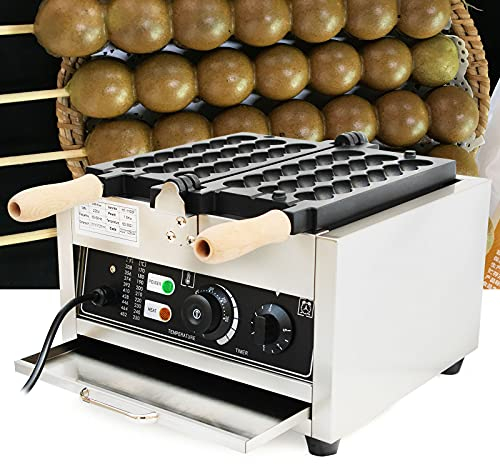 Edelstahl Waffeleisen Bubble Waffeleisen 1500W Elektrisch Bubble Waffle Maker Maschine Kommerzielle Waffelmaschine Antihaft-Pfanne für Bäckereien Restaurants Kioske Kantinen