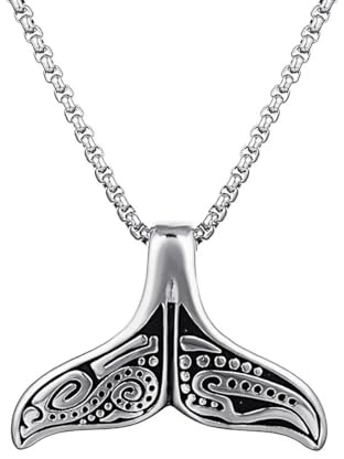 Acier inoxydable rétro sirène pendentif baleine queue collier 24 » chaîne femmes hommes Punk Hiphop bijoux