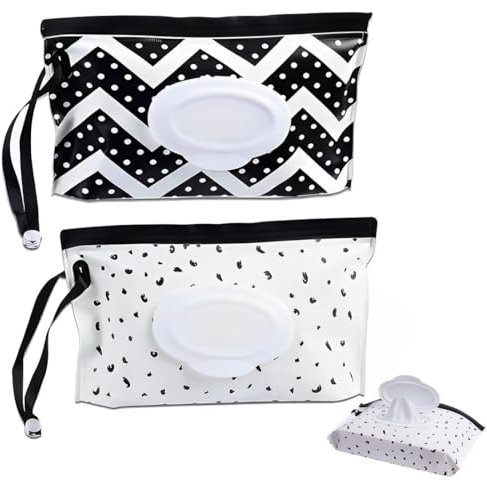 SGERUFZ 2 Pezzi Porta Salviette Umidificate Portabile Sacchetto Di Salviettine Umidificate Contenitore Custodia per Salviette Dispenser Sacchetto per Salviette Umide da Viaggio Bambino