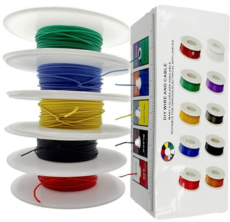 BlueMW 18AWG Silicone Elettrico Filo, Kit Filo di Collegamento 0.75mm² Kit di Filo Solido 5 Colori/5 Metri per Elettrodomestici