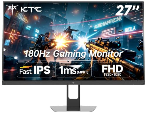 KTC Gaming Monitor 27 inch 180hz 1ms | Fast IPS Screen 1080p Monitor|2 x HDMI 2.0 &1 x Display Port 1.4 | Support Freesync and Wall Mount | 108% sRGB with HDR 10