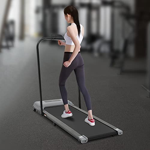 Löpband vikbar promenaddyna med lutning och fjärrkontroll, kompakt Treadmill skrivbord löpband för hem, kontor fitnessutrustning (grå)