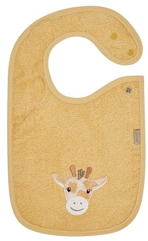 Sterntaler Lätzchen Giraffe Kaya – Saugfähige Baumwolle mit süßer Applikation – praktischer Druckknopfverschluss auf der Schulter – weich & hautfreundlich für Babys - Geschenk, ab Geburt, ocker