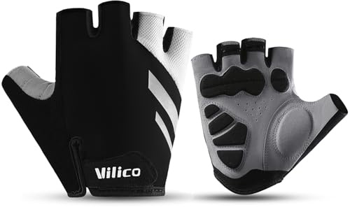 I Kua Fly Fahrradhandschuhe Halbfinger für Herren Damen Stoßdämpfend MTB Handschuhe Atmungsaktiv Radsporthandschuhe (Schwarz,M)