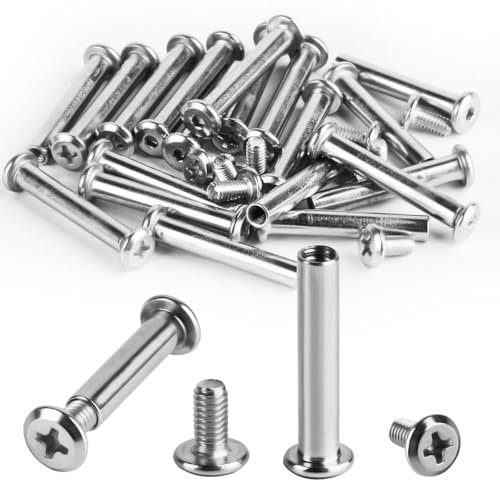 20 PiezasTornillos de Conexión para Muebles, M4 x 30 mm Conectores para Muebles de Acero Inoxidable A2 V2A, Tornillos de Manguito para Armarios Tableros de Madera(10 Tornillos, 10 Manguito)
