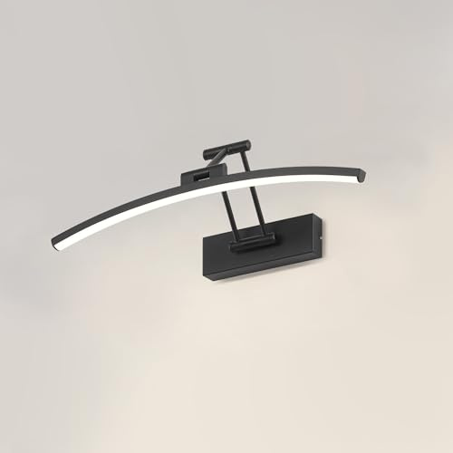 YHTlaeh LED Specchio Lampada 10W 720 Lumen Bagno Bianco Neutro 4000K IP44 Impermeabile No Flicker 230V (Nero, 40CM)