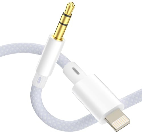 layajia Cavo Aux per iPhone, Cavo i Phone Jack 3.5mm Audio, [Certificato MFi] Cable Aux Light-ning Adattatore Lightning Jack 3.5mm Compatibile con iPhone 14/13/12/11/Autoradio/Cuffie/Altoparlanti-1.2M
