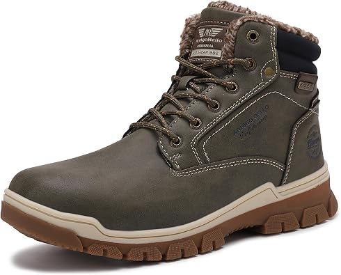 ARRIGO BELLO Botas Hombre Invierno Botines Clásico Forrado Talla 41-46 | Zapato Nieve, Piel, Trekking Senderismo, Antideslizante,