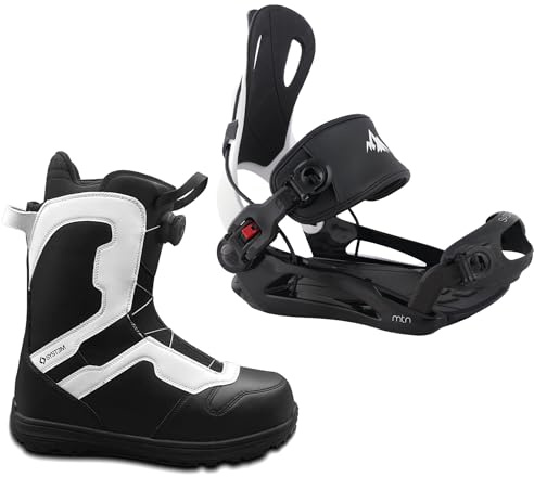 System MTN Rear Entry Step in Bindings w/Pro Twist Boots Men's Complete Snowboard Package (XL Bindings, 12)