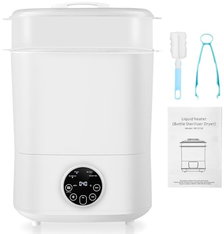 Esterilizador para biberones, botellas de bebé | 5 en 1: esterilización, secado, autoesterilización y secado, calentamiento de alimentos, mantenimiento de botellas calientes, capacidad de 8 botellas