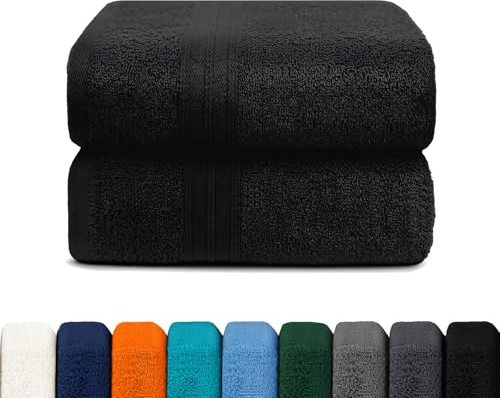 CELESTA Handtücher 50x100 cm – Handtuch 2er-Set aus 100% Baumwolle, Oeko-TEX Zertifiziert – Weich, saugstark & schnelltrocknend – Schwarz