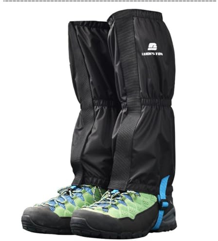 Gettimore Waterproof Hiking Gaiters For Men Women Children, 70D Velvet Fabric Snow Boot Covers With Adjustable Elastic Band And Snap Fastener, Black