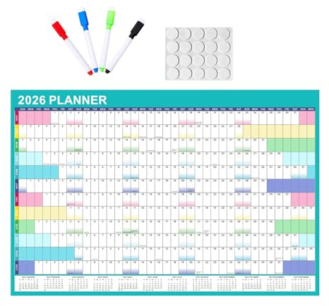 NUOBESTY calendario con marcadores calendario de pizarra grande pizarra mensual anual
