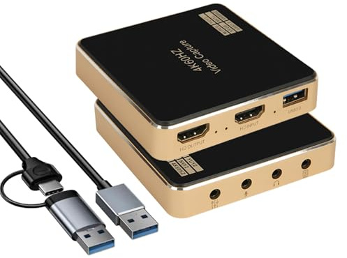 Lerpwige Tarjeta de grabación de vídeo 4K60FPS Dispositivo de grabación USB 3.0 Transmisión rápida de velocidad Fácil Streaming Accesorios Caja de metal Tarjeta de grabación compatible