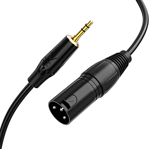 CableCreation Câble Stéréo 3,5 mm vers XLR Mâle, Câble 3,5 mm vers XLR Compatible avec iPhone, iPod, Tablette, Ordinateur portable, Microphone, Amplificateur, Carte Audio, 3 m, Noir