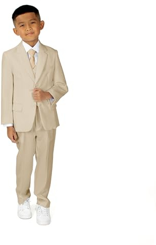 Spring Notion Boys' Modern Fit Suit Set – Weddings, Baptism, and Christening, Light Khaki 08