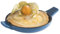 APS Fuente para servir „Cast Iron“ - bandeja mini de hierro fundido esmaltada, Ø 10 cm, altura: 2 cm, apilable, apta para el horno, recipiente, azul