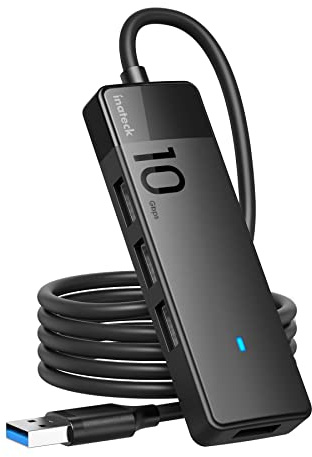 Inateck USB Hub mit 100 cm Kabel, 4 USB-A-Anschlüssen, USB 3.2 Gen 2 Geschwindigkeit
