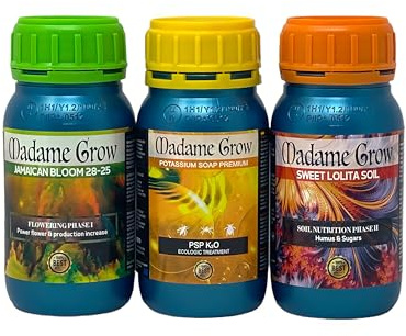 MADAME GROW Supergödselkit för växter 420 - organiska gödselmedel - tillväxt, blomning, gödning, skydd och näring - stora skördar (Oregon, 3 X 250 mm)