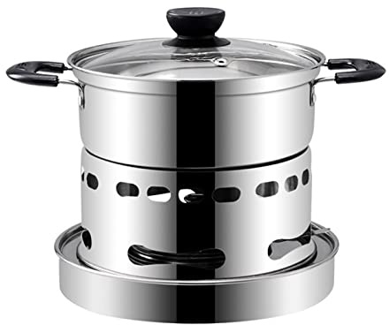 Indoor Spirituskocher, Campingkocher, Kein Elektrisches Kochen, Spirituskocher Mit Pfanne, Edelstahl, Campingkocher, Campingkocher, Teelichter, Indoor Teelichtofen (20cm)