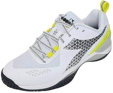 Diadora Women's Blushield Torneo 2 All Ground Tennis Shoe (White/Black/Evening Primrose, 8.5)