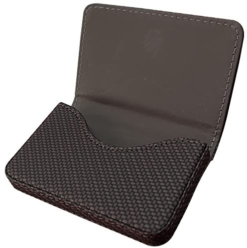 sundee Porte-cartes de visite en cuir synthétique de luxe pour homme et femme – Gardez vos cartes de visite propres, Hk (marron sergé), S, Minimaliste