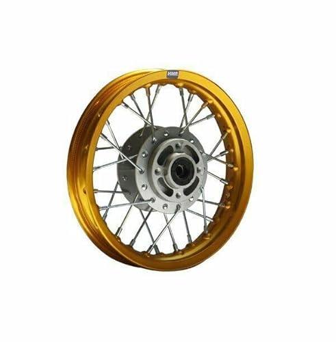 HMParts Jante en aluminium 10 avant anodisé doré convient pour presque tous les modèles avec axe de 12 mm Dirt Bike, Pit Bike, XMOTOS, Motocross