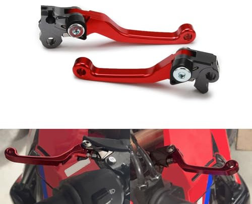 BIUGERCN Motorrad Bremshebel Kupplungshebel Klappbares Aluminium für CR125 CR250 CRF250 CRF450 Rot