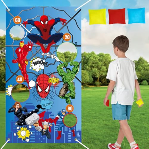 Wurfspiel Banner Kinder, wurfspiel Kinder Outdoor, Outdoor Werfen Spiel Set mit 3 Bohnen Säcke, Säckchen Toss Spiel, Spiele für Draußen Drinnen Geburtstagsparty Garten