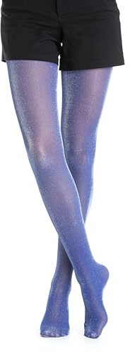 Gi&Gi Collants Femme Brillants avec Motif Ondulé, 40 Deniers, Violet, Bordeaux et Argenté (FR/ES, Alpha/lettres, L, TG, Taille normale, Taille normale, BLEU)