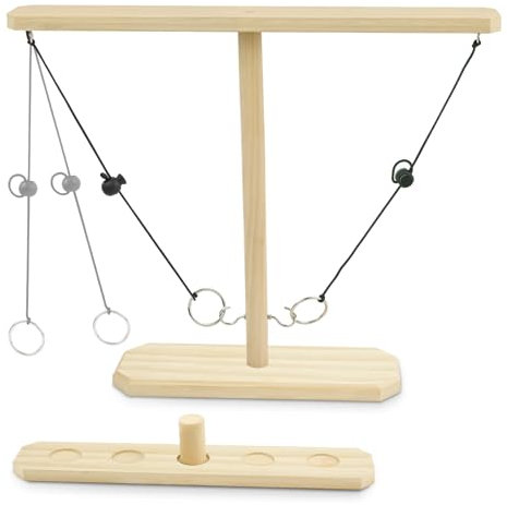 Ring Toss Game Ringwurfspiel für Erwachsene ZAKVOP Hooks Ring Toss Spiel 2 Spieler, Interaktives Ring Toss mit Punktetafel für die Heimparty Party, Holz