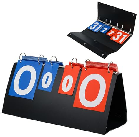 Tabellone Segnapunti Sportivo,Sport Scoreboard Multifunzionale a 6 Cifre, Segnapunti Pallavolo,Tabellone Segnapunti Portatile,Tabellone Segnapunti Flip,per Basket,Calcio,Calcio e Tennis