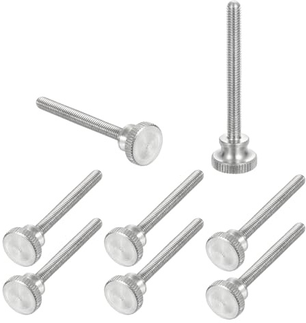 sourcing map Lot de 8 vis moletées M5 x 40 mm, vis moletées à tête diamant en acier inoxydable 304, boulons à tête moletée métriques avec boutons de préhension à l'épaule, attaches filetées serrées à