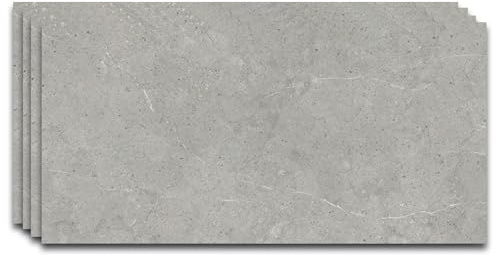IZODEKOR – Pannello murale SPC effetto cemento/pietra naturale grigio 60x120cm – 4 pezzi – Impermeabile, antigraffio, resistente al calore, protezione anti-schizzi – Rivestimento murale in PVC per