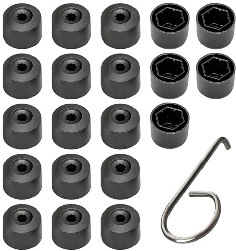 VBSYUYQ 20Pcs Wheel Nut Covers, 17MM Wheel Nut Caps with Removal Tool Hook Inner Hexagonal Tire Wheel Lug Nut Cover Replacement for VW Jetta Beetle Passat Dust Caps