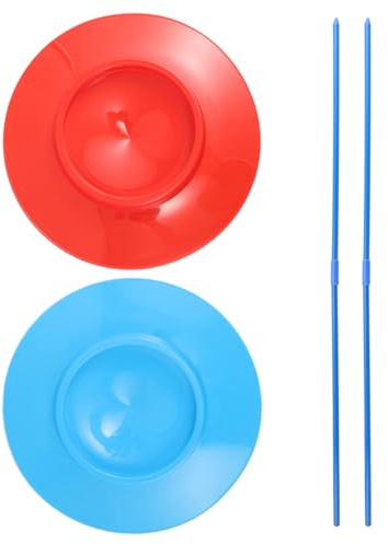 YARNOW Set Da 2 Piatti Rotanti Per Giocoleria Con Bastoncini, Gioco Di Abilità Per Bambini e Adulti, Strumenti Da Circo Per Spettacoli e Feste, Attrezzi Per Giocolieri Principianti e Esperti