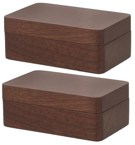 LIFKOME 2piezas Joyero de Nogal Joyero de Madera para Hombre Organizador Cierre Magnético Caja Pequeña para Gemelos para Guardar Joyas y Accesorios Dormitorio o Cuarto de Baño