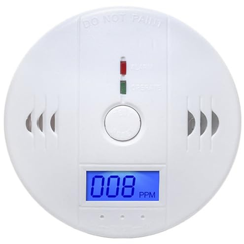 Detecteur Monoxyde Carbone, Blanc Detecteur Monoxyde De Carbone, détecteur de Portable Alarme numérique avec Son lumière Rouge, Batterie Non Incluse, pour Les Voyages à Domicile