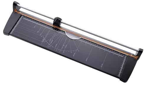 Manuell papperstrimmer, 60 cm roterande skärare med 1 mm precision, metrisk och imperisk skala, 30°/45°/90° guider, säkerhetsbladskydd för exakt skärning