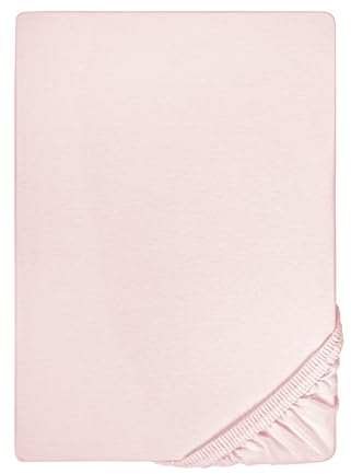 biberna 0077144 Spannbetttuch Feinjersey (Matratzenhöhe max. 22 cm), gekämmte Baumwolle, superweich 1x 140x200 cm - 160x200 cm, hellrosa